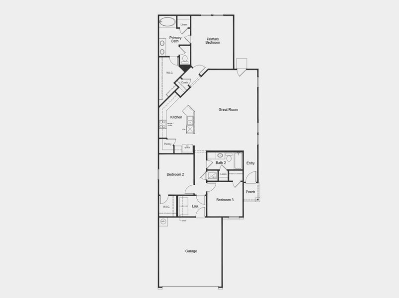 2D floor plan layout for the Plan 1548 Modeled by KB Home in Stoney Chase, Del Valle, TX (Image 3). 2D floor plan layout for the Plan 1548 Modeled by KB Home in Stoney Chase, Del Valle, TX (Image 3).