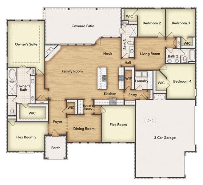 2D floor plan layout of this home in Creekview Addition, Van Alstyne, TX (Image 3). 2D floor plan layout of this home in Creekview Addition, Van Alstyne, TX (Image 3).