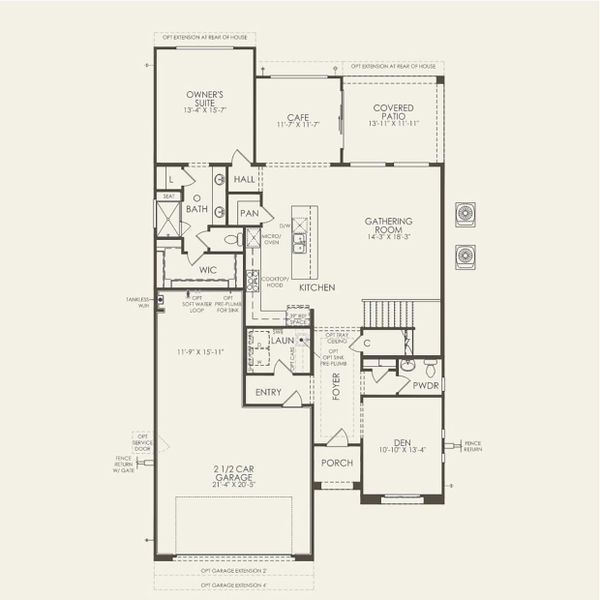 2D floor plan layout for the Prato by Pulte Homes in Upper Canyon, Phoenix, AZ (Image 4).