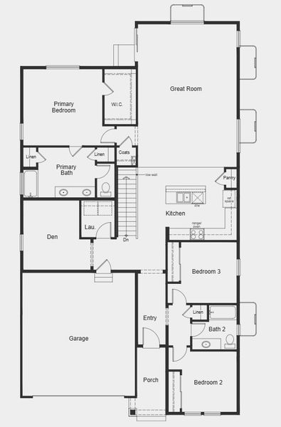 2D floor plan layout for the Plan 1942 Modeled by KB Home in The Nest Reserve at Canyon Creek, Erie, CO (Image 3).