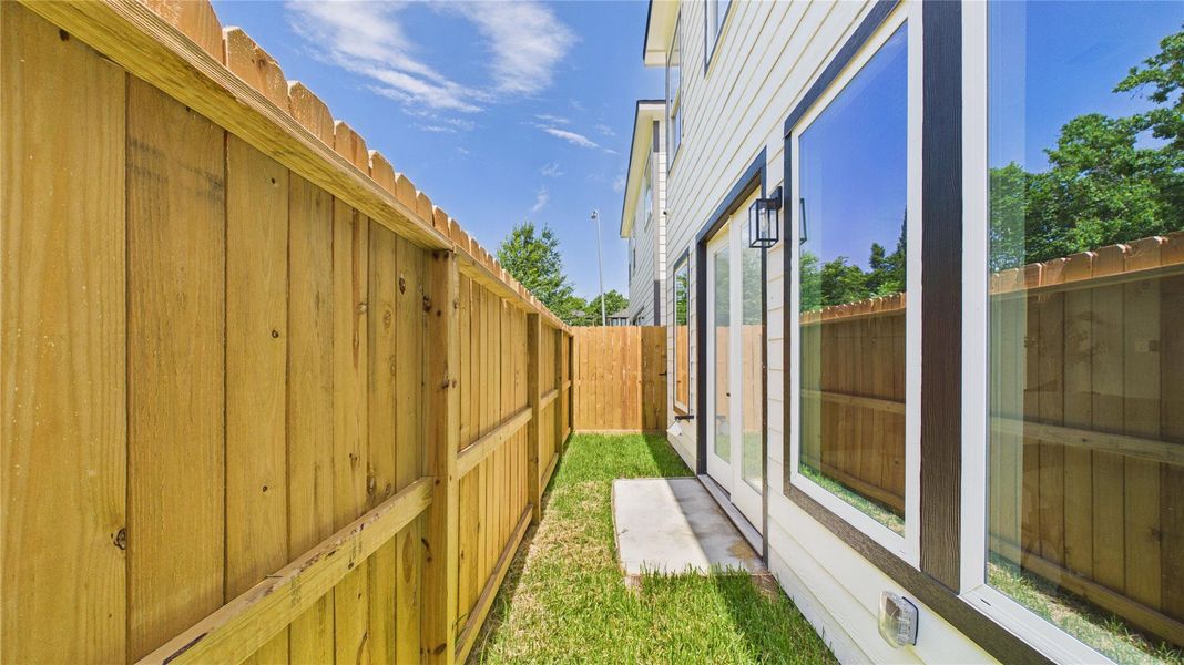 Privately fenced backyard