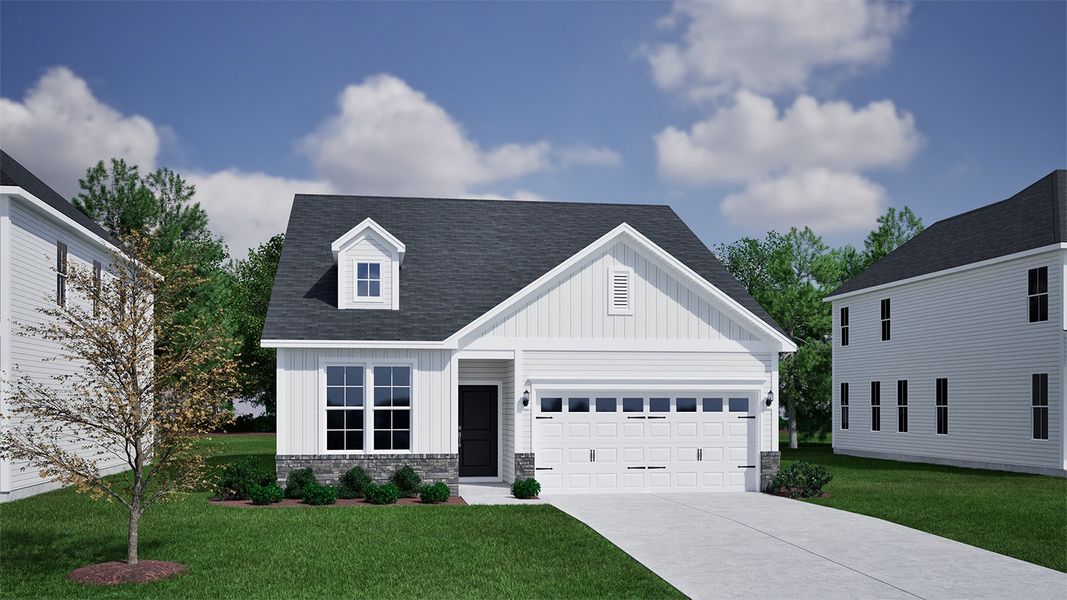 Representative exterior photo of a completed home built from the Clark - Vanguard Collection by Mungo Homes in Ovation at Sweetbrier, Durham, NC (Image 7).