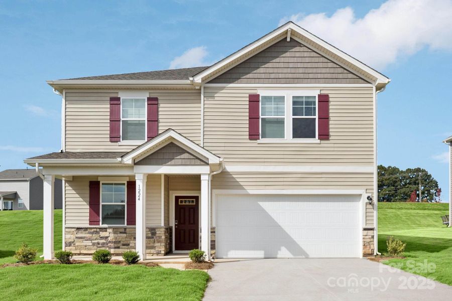 Front exterior of a new home in The Trails at Carpenter Farms, Lincolnton, NC, highlighting curb appeal (Image 2).