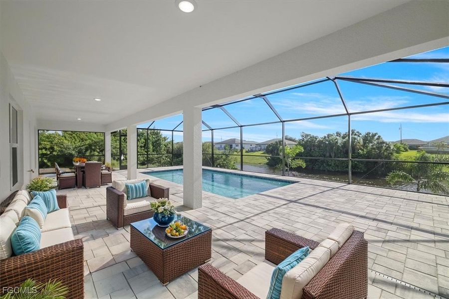 Exterior details and patio area of a home in Cape Coral, Cape Coral (Image 1).