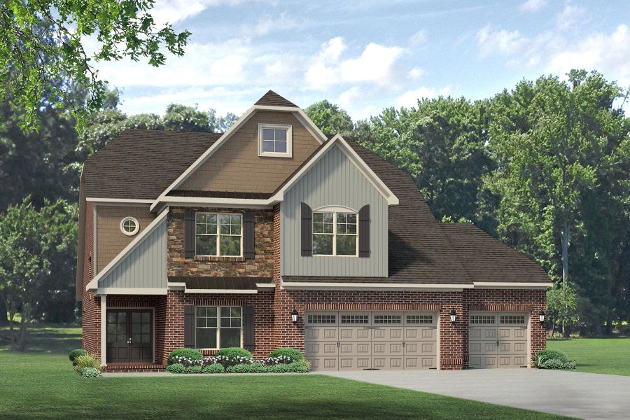 Representative exterior photo of a completed home built from the Hampton by Keystone Homes NC in Preserve at Carriage Cove, Oak Ridge, NC (Image 32).