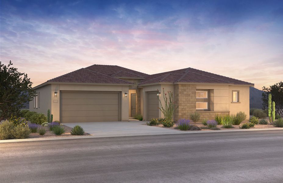 Representative exterior photo of a completed home built from the Cesena by Pulte Homes in Vistoso Canyon Estates, Oro Valley, AZ (Image 18).