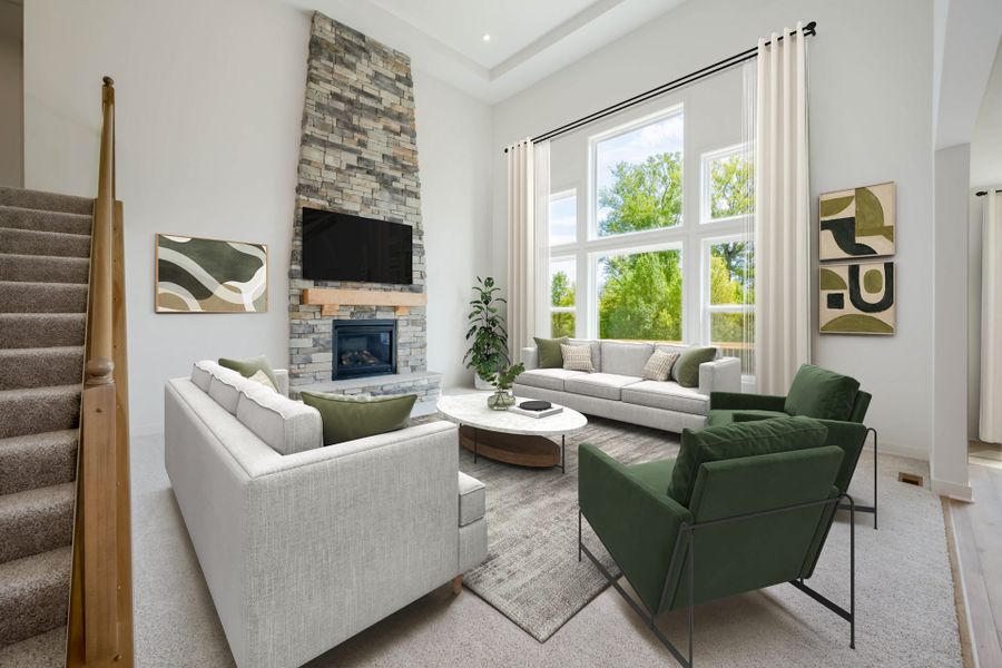 Representative furnished interior of a home built from the Rhodes by Fischer Homes in Hidden Fields, Hoschton (Image 4).
