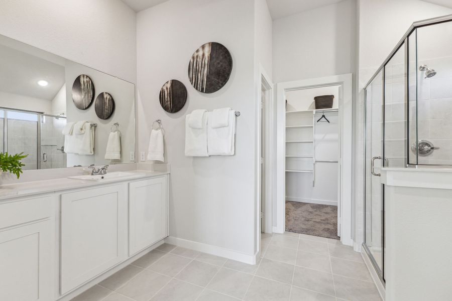 Primary Bathroom in the Diamond home plan by Trophy Signature Homes