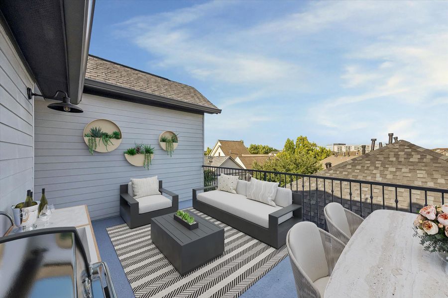 Exterior details and patio area of a home in , Houston (Image 3).