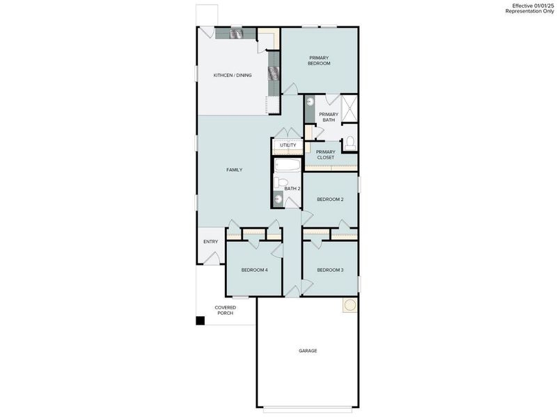 2D floor plan layout of this home in Harvest Ridge, Elgin, TX (Image 1).