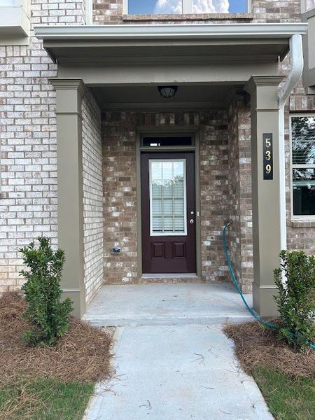 Exterior details and patio area of a home in Towns at Enclave, Lawrenceville (Image 2).