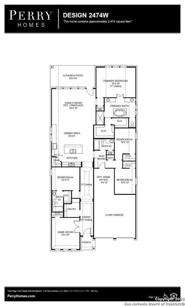 2D floor plan layout of this home in Kallison Ranch 50', San Antonio, TX (Image 3).