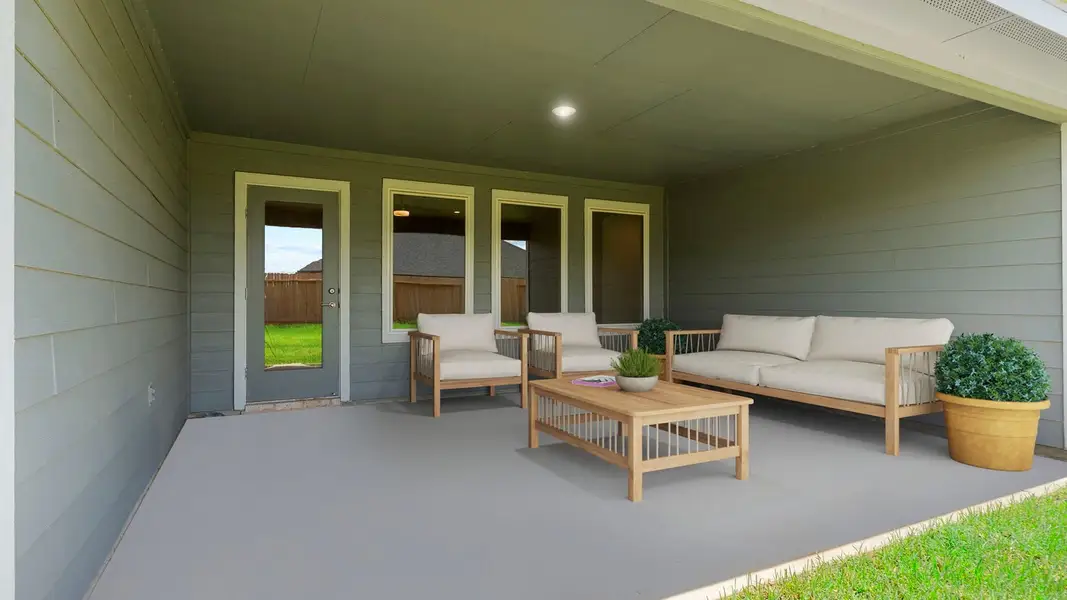 Exterior details and patio area of a home in Tamarron, Fulshear (Image 2). Exterior details and patio area of a home in Tamarron, Fulshear (Image 2).