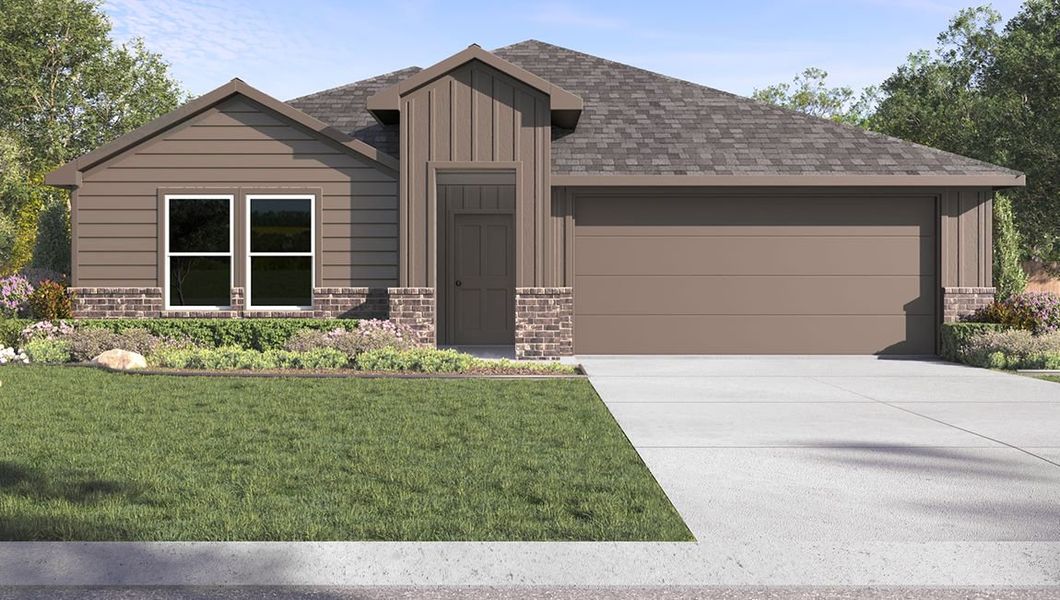 Representative exterior photo of a completed home built from the GLENDALE by D.R. Horton in Faculty Row, Abilene, TX (Image 4).