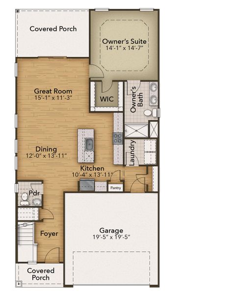 2D floor plan layout for the The Hibiscus by Chesapeake Homes in Coastal Club of the Carolinas, Calabash, NC (Image 5).