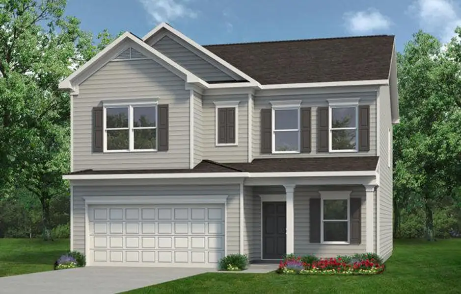 Front exterior of a new home in Saddle Ridge, Calhoun, GA, highlighting curb appeal (Image 1). Front exterior of a new home in Saddle Ridge, Calhoun, GA, highlighting curb appeal (Image 1).