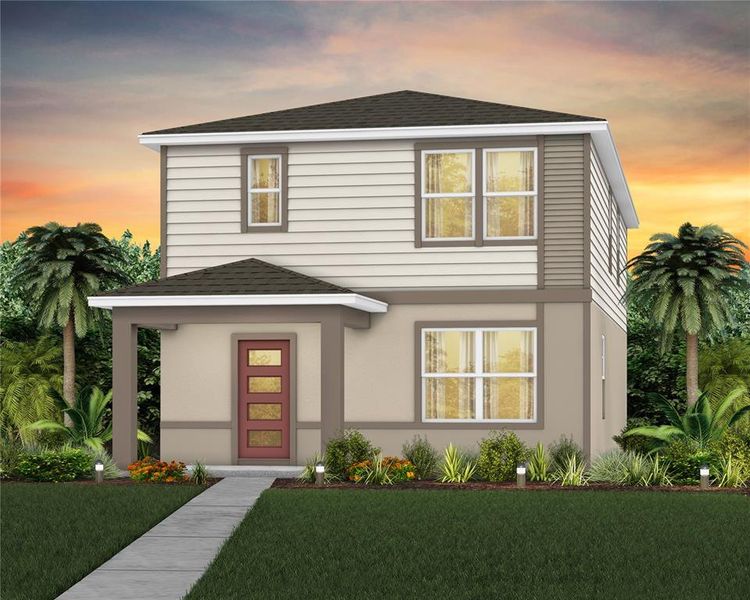 Exterior Design. Artistic rendering for this new construction home. Pictures are for illustrative purposes only. Elevations, colors and options may vary.