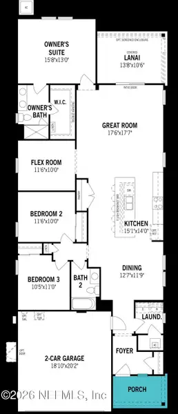2D floor plan layout of this home in RiverTown, St. Johns, FL (Image 4).