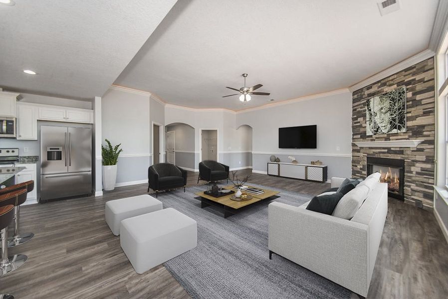 Representative furnished interior of a home built from the Franklin by Enchanted Homes in Guadalupe Heights, Seguin (Image 7).