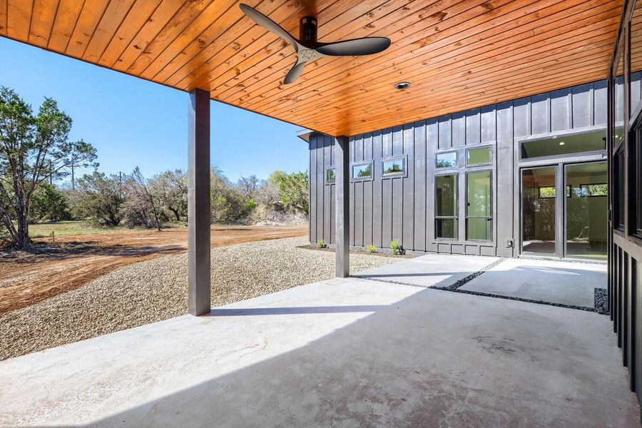View of patio featuring a ceiling fan View of patio featuring a ceiling fan