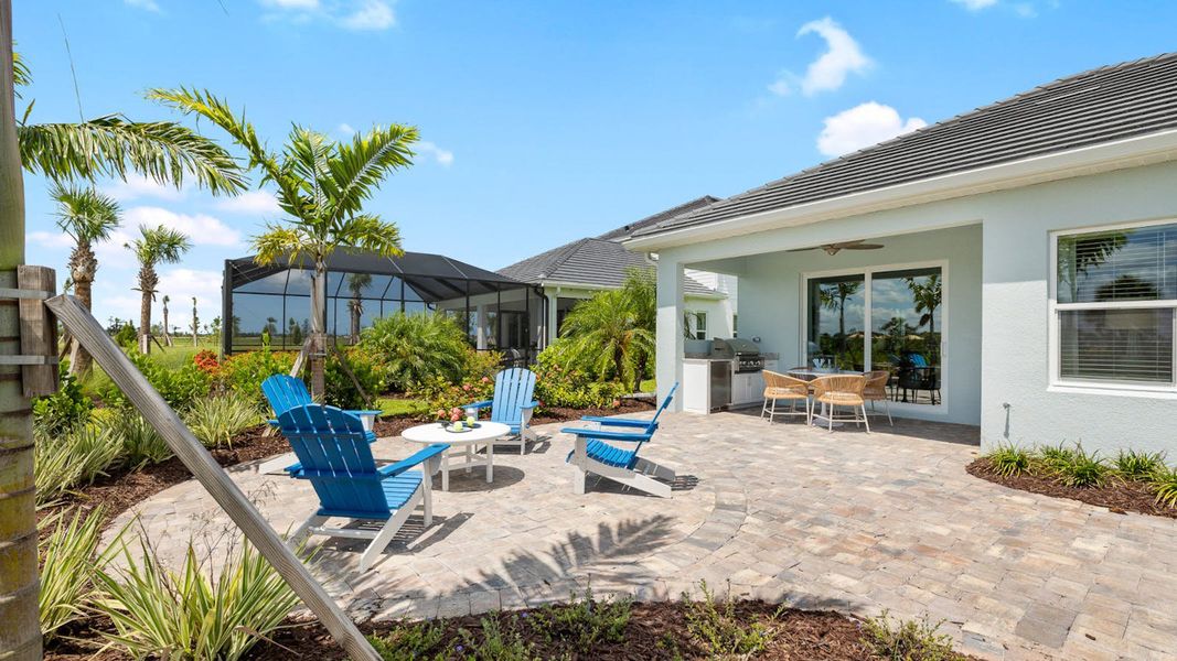 Exterior details and patio area of a home in Palmera Real Estate and Homes for Sale in Venice, FL - Neal Communities, Venice (Image 4). Exterior details and patio area of a home in Palmera Real Estate and Homes for Sale in Venice, FL - Neal Communities, Venice (Image 4).