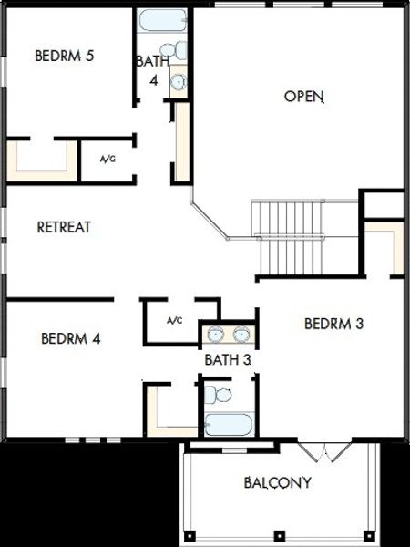 2D floor plan layout of this home in Coral Ridge at Seabrook 80’, Ponte Vedra, FL (Image 3).