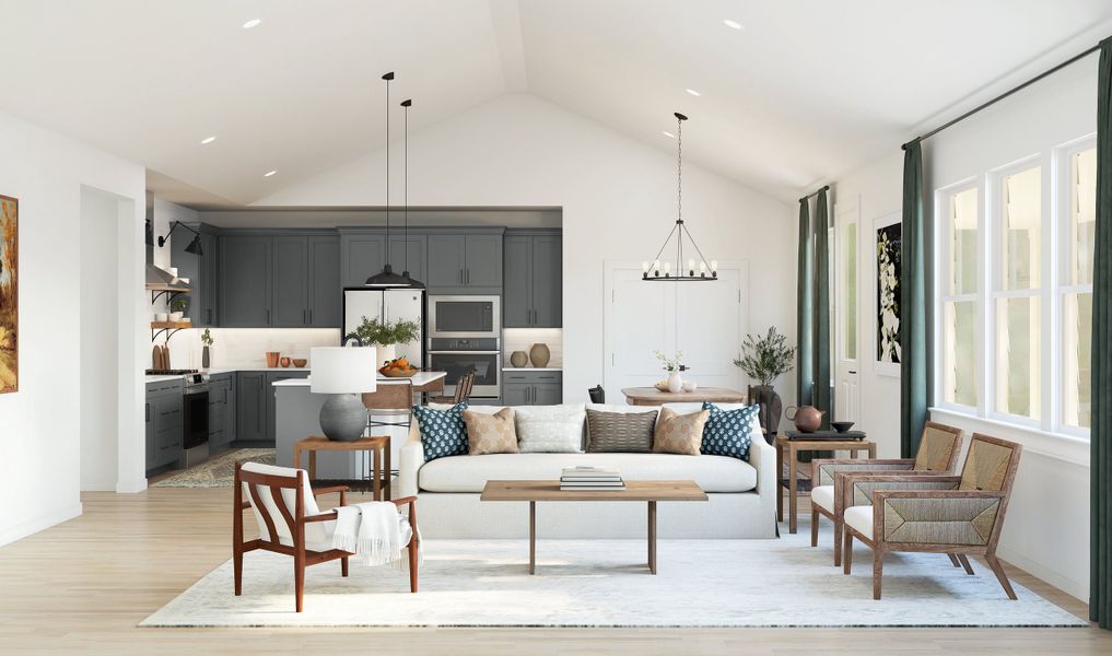 Great room with vaulted ceiling Great room with vaulted ceiling