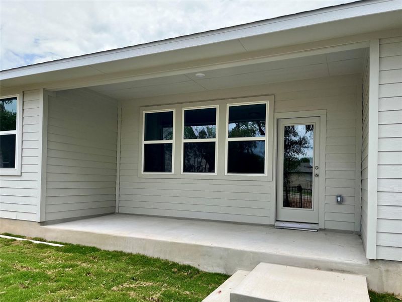 Exterior details and patio area of a home in Anthem Cottages, Kyle (Image 3). Exterior details and patio area of a home in Anthem Cottages, Kyle (Image 3).