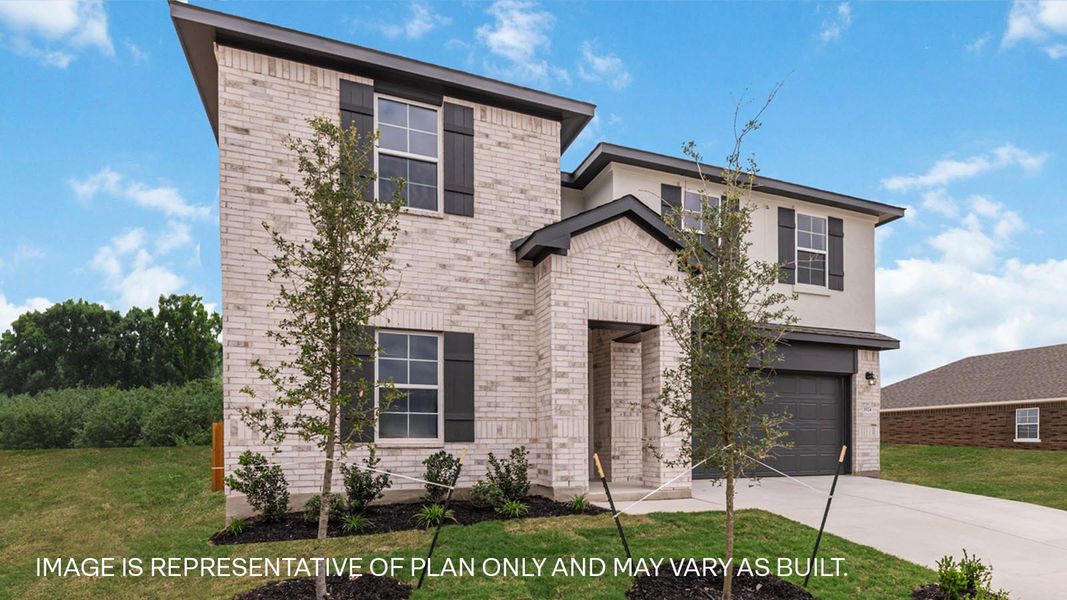 Representative exterior photo of a completed home built from the The Quincy by D.R. Horton in Rosenbusch Ranch, Leander, TX (Image 16).