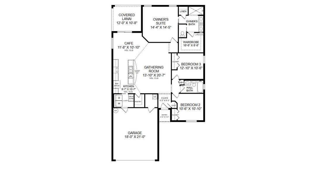 2D floor plan layout for the Parsyn by Highland Homes of Florida in Myrtlebrook Preserve, Lakeland, FL (Image 3).