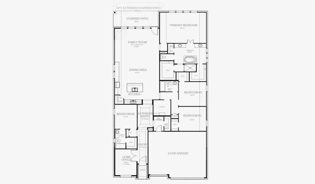 2D floor plan layout of this home in Talon Hills 60'/70', Fort Worth, TX (Image 4).