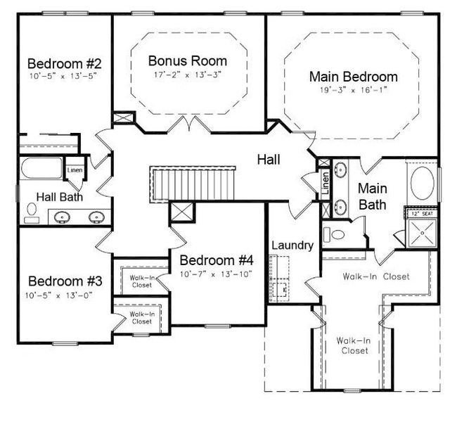 2D floor plan layout for the Stratford by Niblock Homes in Red Hill, Concord, NC (Image 4).