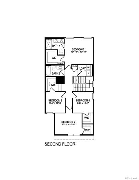 2D floor plan layout of this home in The Ridge at Lorson Ranch, Colorado Springs, CO (Image 2).