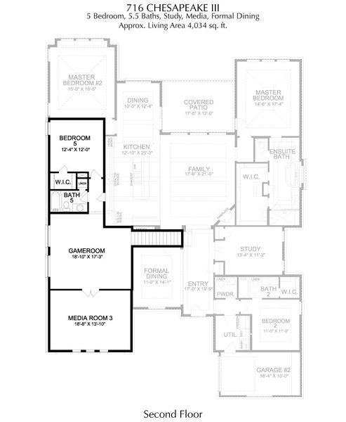 2D floor plan layout for the Chesapeake III by Landon Homes in Signature 74s, Frisco, TX (Image 3). 2D floor plan layout for the Chesapeake III by Landon Homes in Signature 74s, Frisco, TX (Image 3).