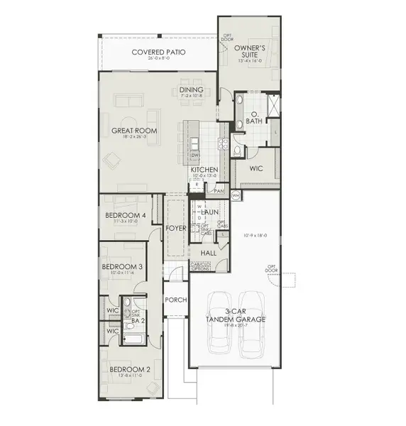 2D floor plan layout for the 2138 by Homes by Towne in Laveen Vistas III, Laveen, AZ (Image 3).