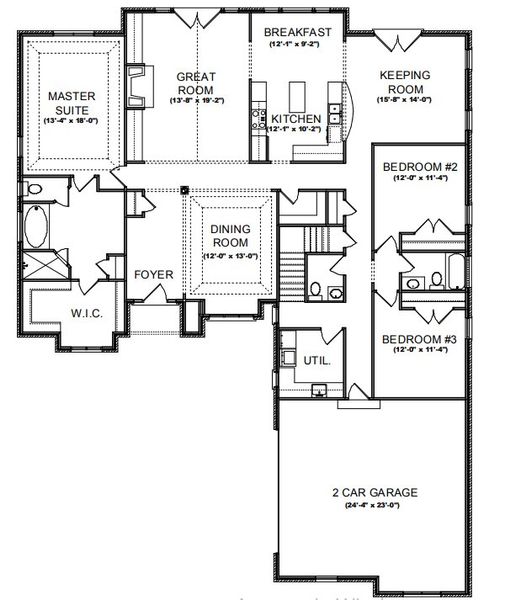 2D floor plan layout for the Brookshire by Sentinel Builders, Inc. in Copperstone At Choto, Knoxville, TN (Image 2).