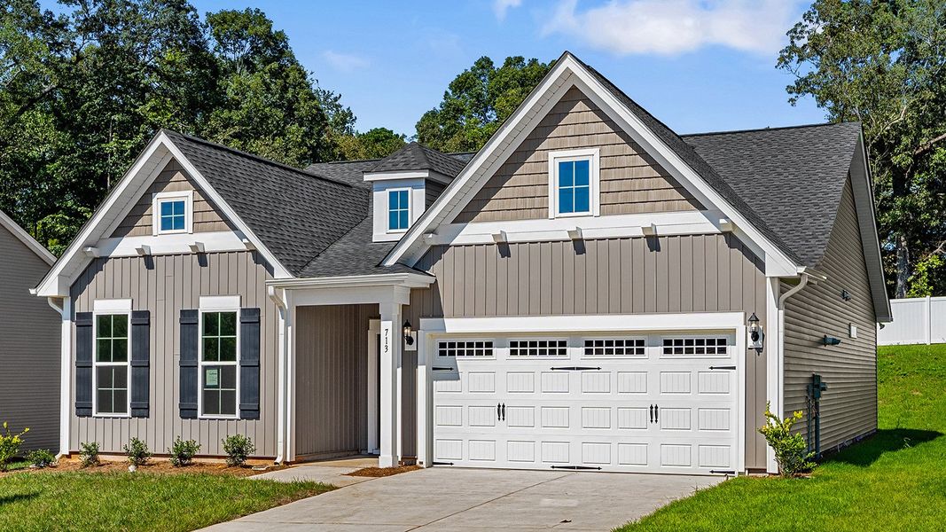 Front exterior of a new home in Hanes Lake, Winston-Salem, NC, highlighting curb appeal (Image 2).