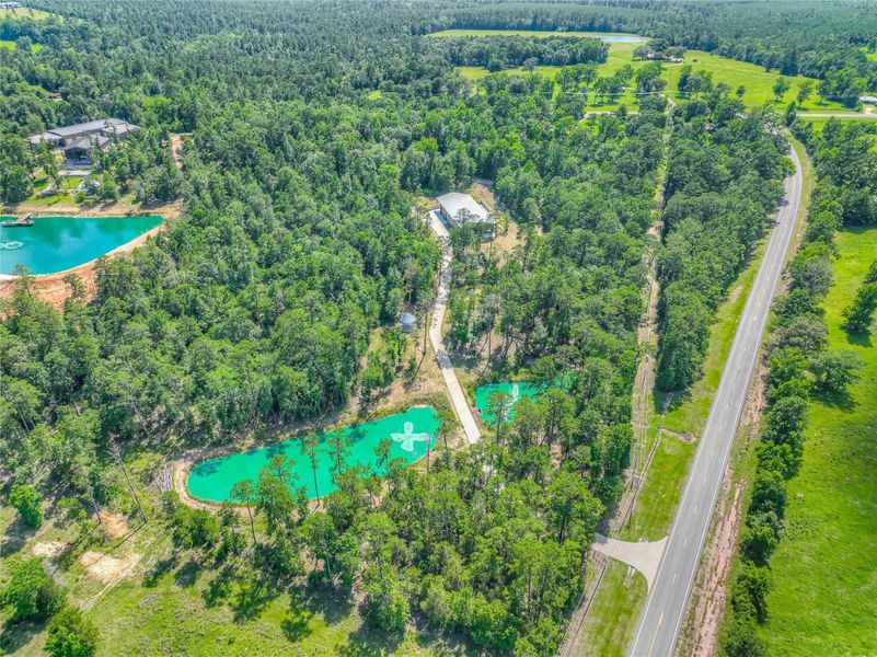 Ariel of 8,200 sqft building with 2 ponds Ariel of 8,200 sqft building with 2 ponds