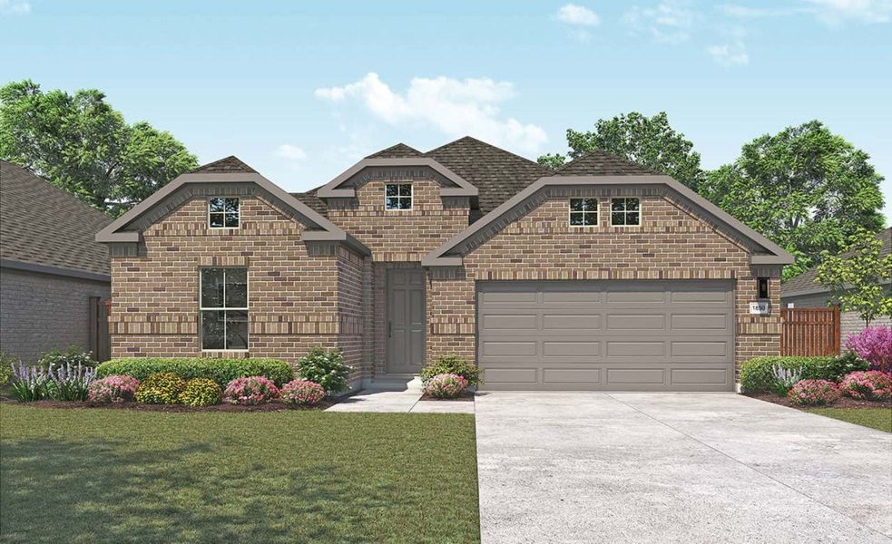 2D floor plan layout for the Mahogany by DRB Homes in Meyer Ranch – Premier, New Braunfels, TX (Image 4).
