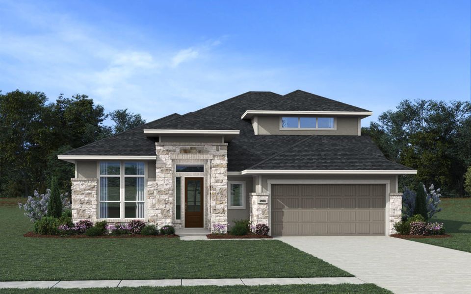 Representative exterior photo of a completed home built from the Bloomington by Chesmar Homes in Briarley, Montgomery, TX (Image 9).