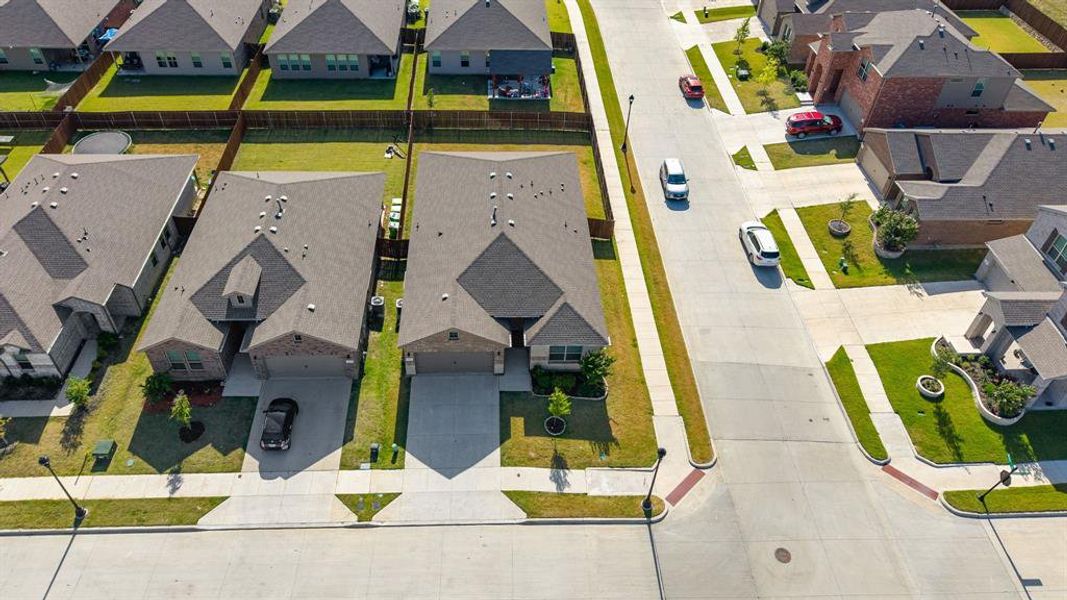 Aerial view of residential area