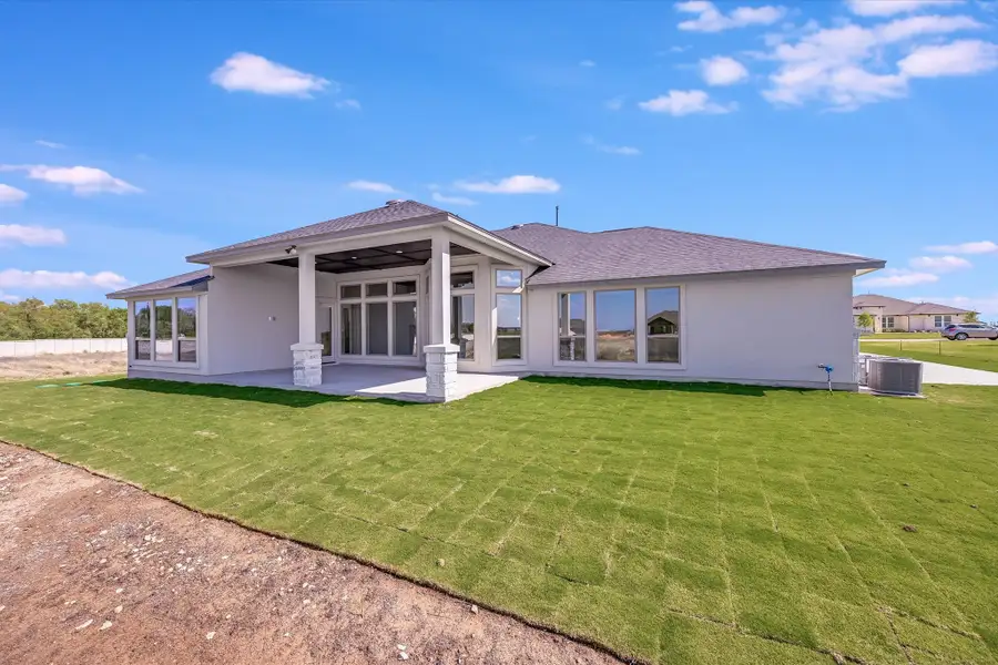 Representative exterior details of a home built from the Llano II by Giddens Homes in Whispering Wind, Bertram (Image 48). Representative exterior details of a home built from the Llano II by Giddens Homes in Whispering Wind, Bertram (Image 48).