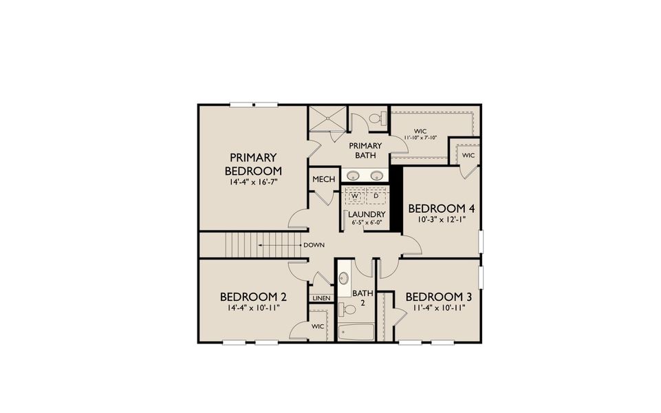 2D floor plan layout for the Baker by Ashton Woods in Langston Reserve, Cartersville, GA (Image 3).