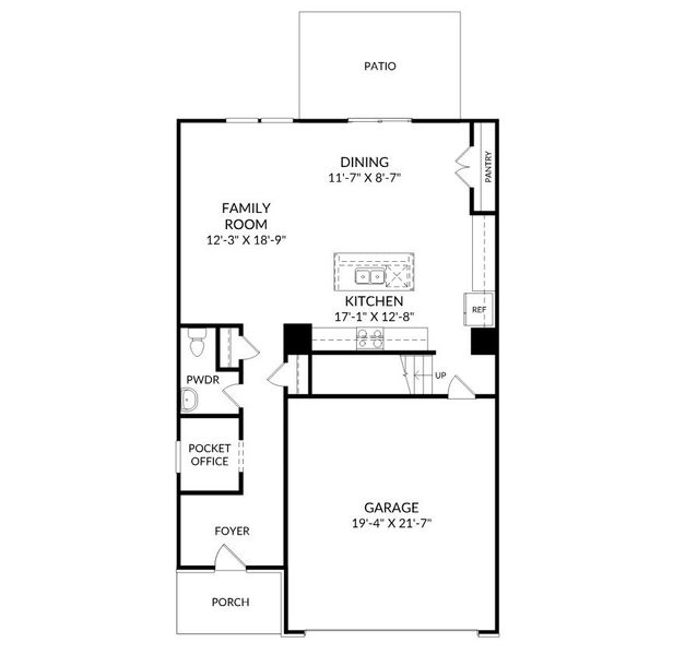 2D floor plan layout for the The Tyndall by Stanley Martin Homes in The Mill at Woodcreek Farms, Elgin, SC (Image 3).