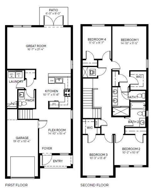2D floor plan layout for the Westland by D.R. Horton in Vineyards, Davie, FL (Image 2). 2D floor plan layout for the Westland by D.R. Horton in Vineyards, Davie, FL (Image 2).