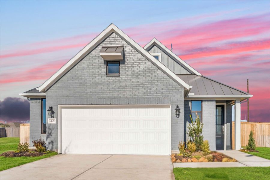 Front exterior of a new home in Arabella on the Prairie, Richmond, TX, highlighting curb appeal (Image 2). Front exterior of a new home in Arabella on the Prairie, Richmond, TX, highlighting curb appeal (Image 2).