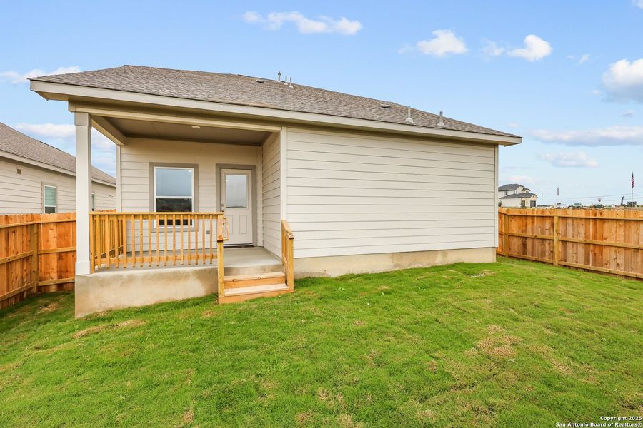 Exterior details and patio area of a home in Garden Grove, Schertz (Image 18).