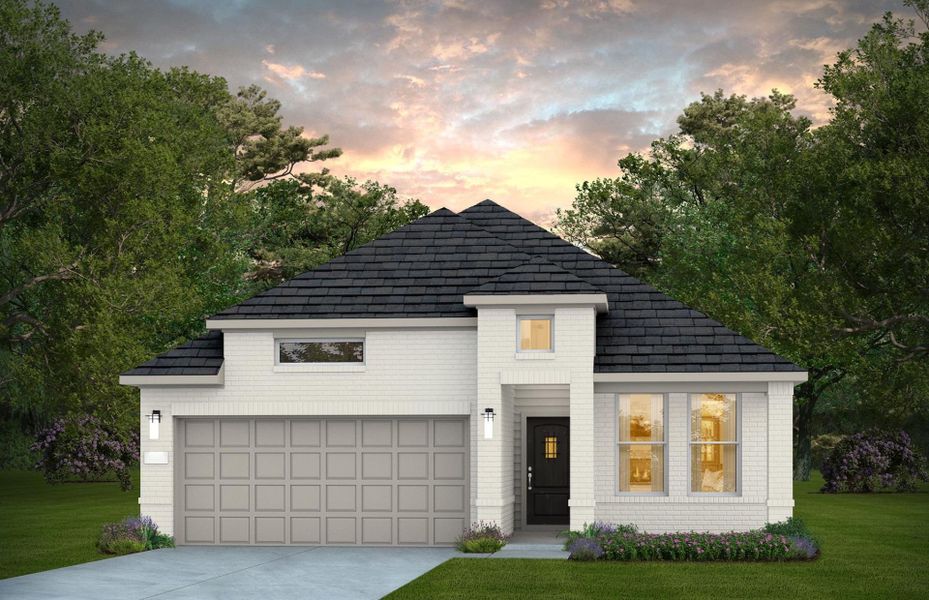 Representative exterior photo of a completed home built from the Oakmont by Pulte Homes in Montgomery Bend, Montgomery, TX (Image 1). Representative exterior photo of a completed home built from the Oakmont by Pulte Homes in Montgomery Bend, Montgomery, TX (Image 1).