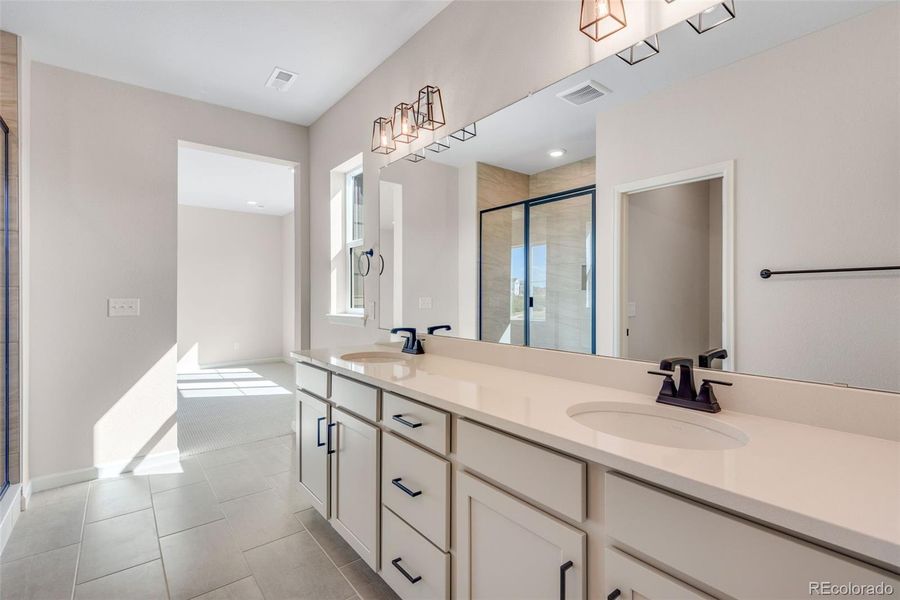 Furnished interior view inside a new home in Wild Oak at The Canyons, Castle Pines (Image 3). Furnished interior view inside a new home in Wild Oak at The Canyons, Castle Pines (Image 3).