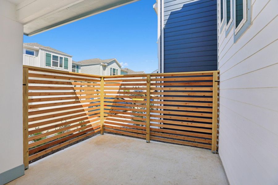 Exterior details and patio area of a home in Kemah Crossing - Luxe Series, Kemah (Image 29). Exterior details and patio area of a home in Kemah Crossing - Luxe Series, Kemah (Image 29).